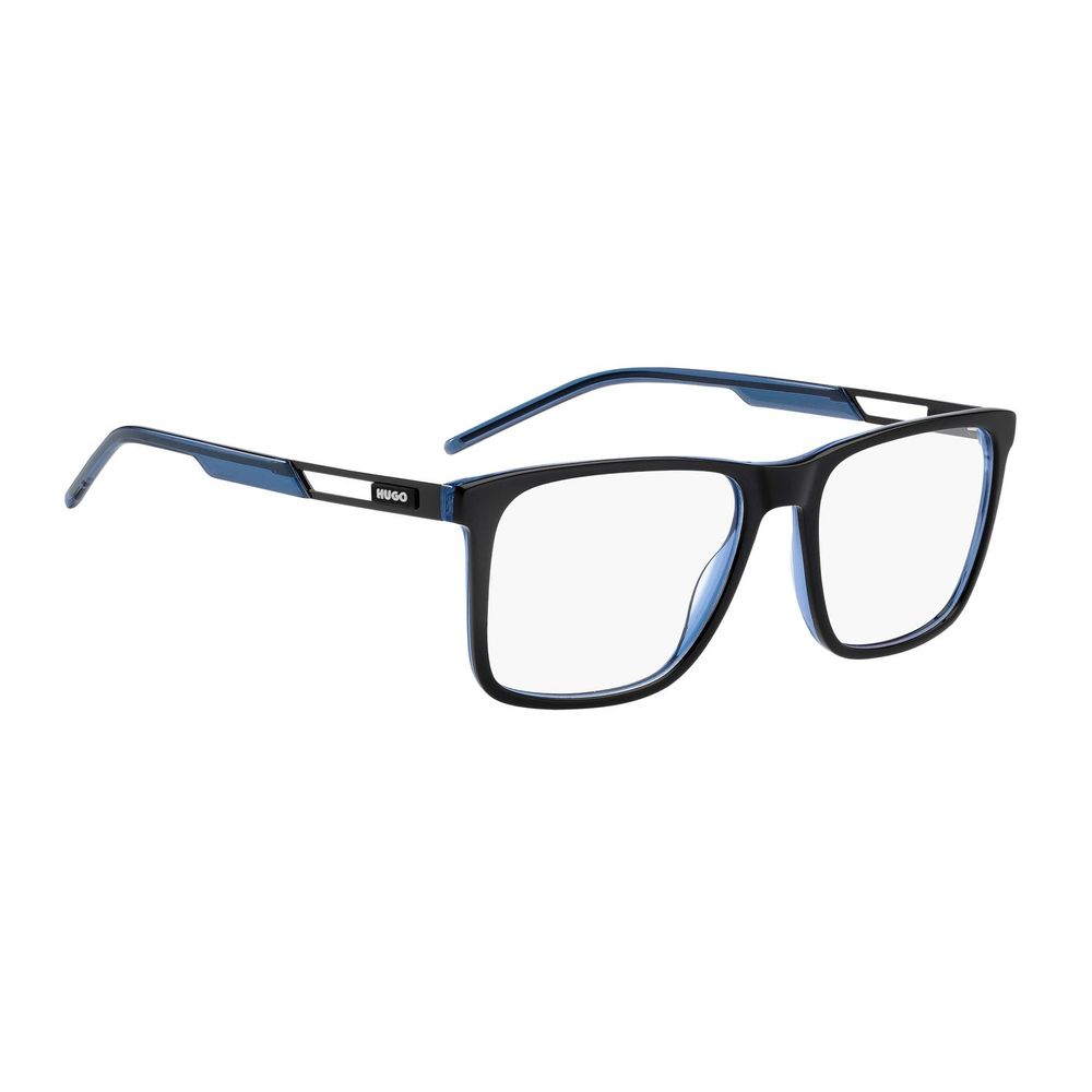 Hugo Boss bicolor acetate glasses frames with sleek design, featuring bold color contrast and modern style.