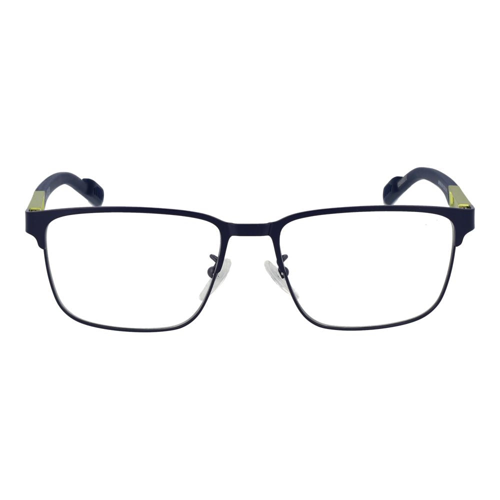 Adidas blue metal eyeglass frames with sleek design, featuring thin metal temples and clear nose pads for a modern, stylish look.
