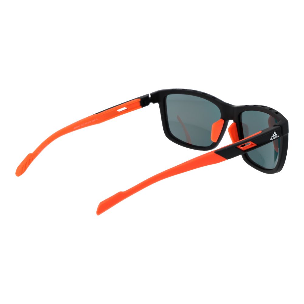 Adidas black plastic sunglasses with sleek rectangular frames and dark lenses, stylish and UV protective eyewear.