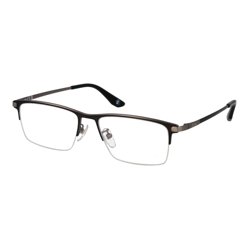 Black metal BMW glasses frames with sleek design and clear lenses, showcasing a modern and stylish eyewear accessory.