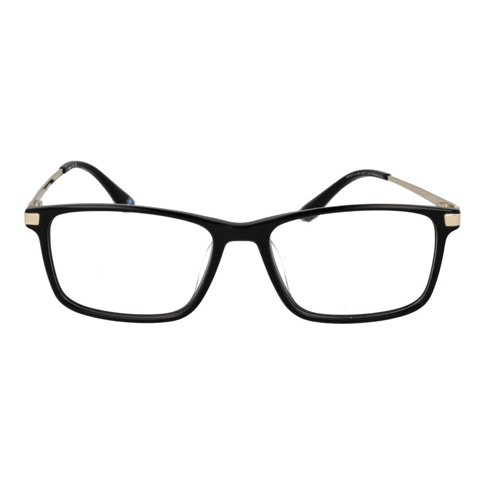 BMW black plastic glasses frames with sleek, modern design, showing smooth finish and contemporary style for eyewear enthusiasts.