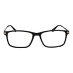 BMW black metal glasses frames with sleek, minimalist design and clear lenses, showcasing modern eyewear style.