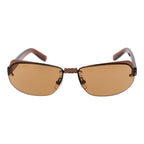 GCDS brown metal sunglasses with round frames and dark tinted lenses, stylish and modern accessory for sun protection.