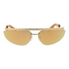 GCDS gold metal sunglasses with sleek frame and dark tinted lenses, stylish and trendy eyewear accessory.