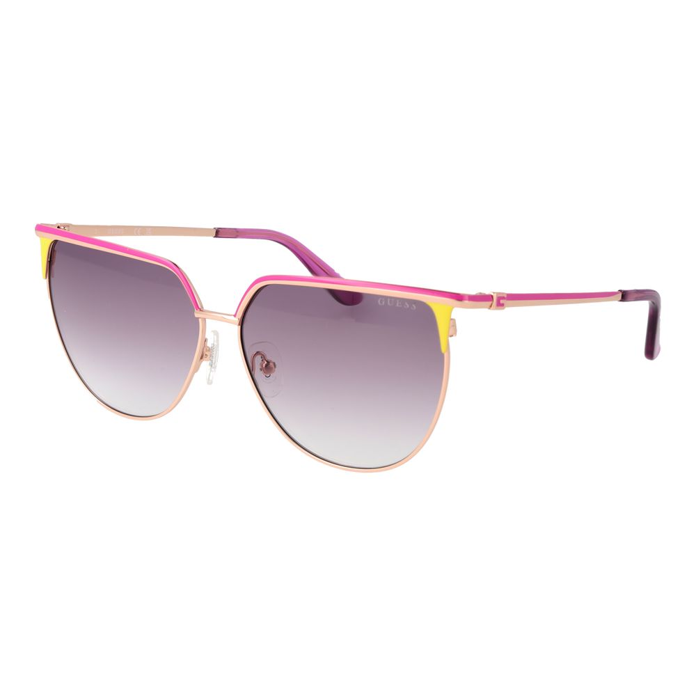 Guess rose gold metal sunglasses with sleek frame and tinted lenses, stylish and modern accessory for sun protection.