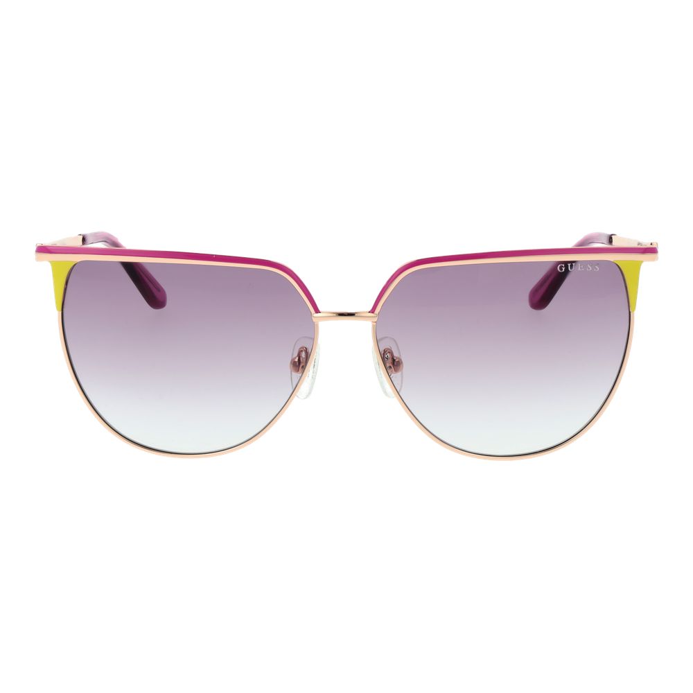 Guess rose gold metal sunglasses with round frames and tinted lenses, stylish accessory for sun protection and fashion.