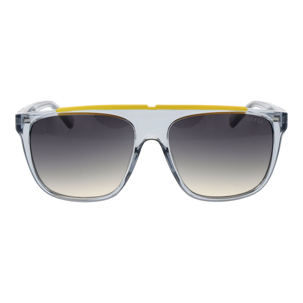 Guess gray plastic sunglasses with wide arms and tinted lenses, stylish and lightweight for everyday wear.