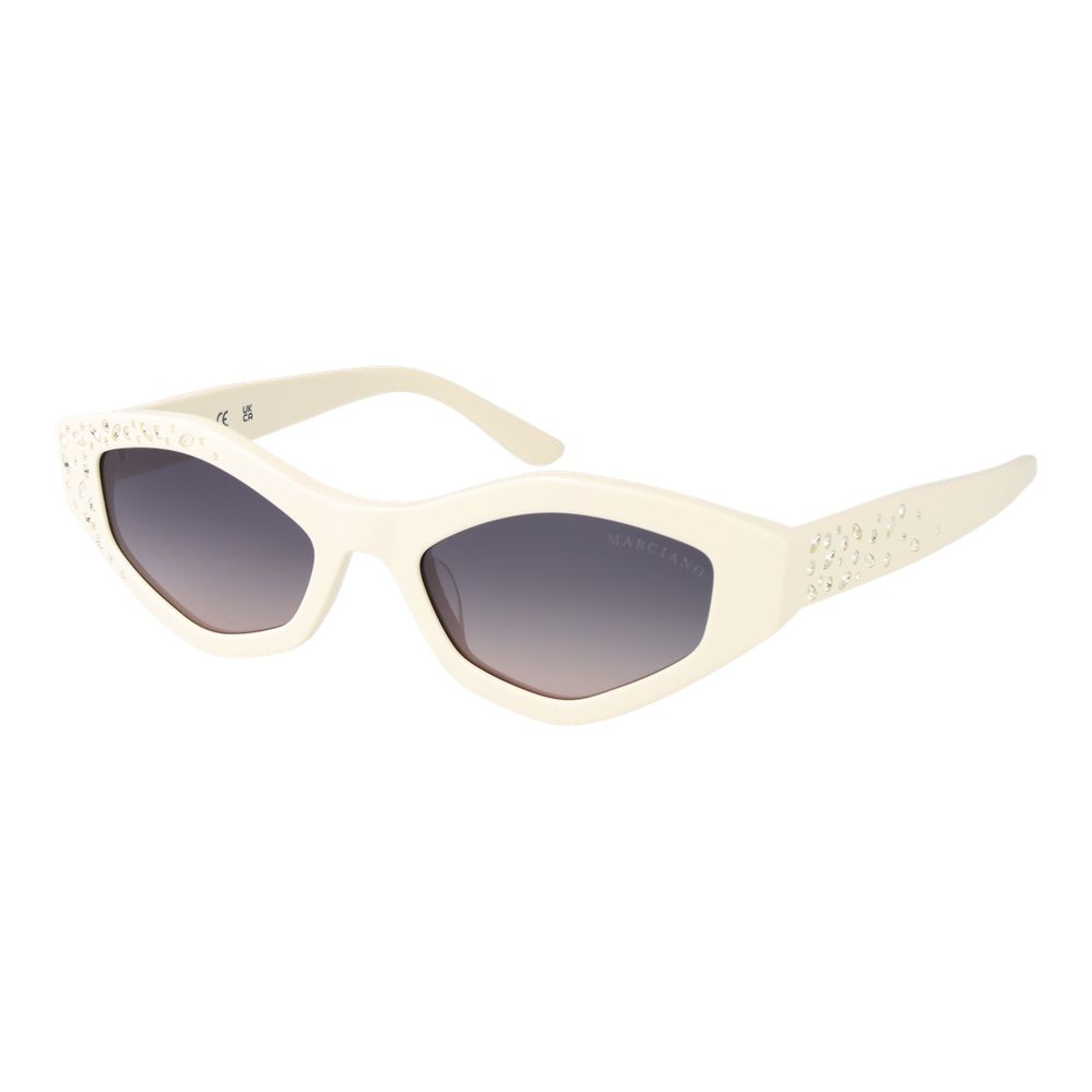 Marciano by Guess white plastic sunglasses with round frames and tinted lenses, stylish and lightweight eyewear.