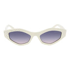 Marciano by Guess white plastic sunglasses with rounded frames and dark tinted lenses, stylish and lightweight for casual wear.