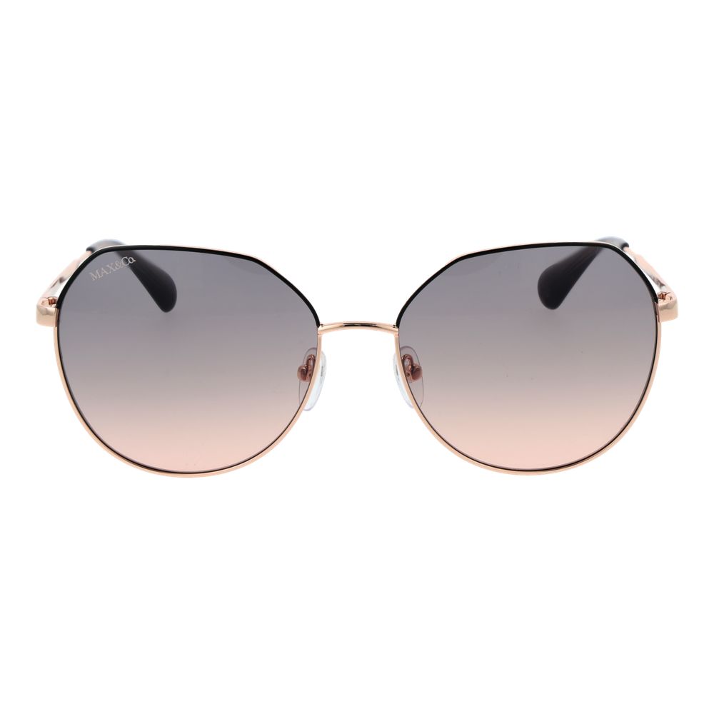 Max & Co rose gold metal and plastic sunglasses with stylish frame and tinted lenses, fashionable eyewear for sunny days.