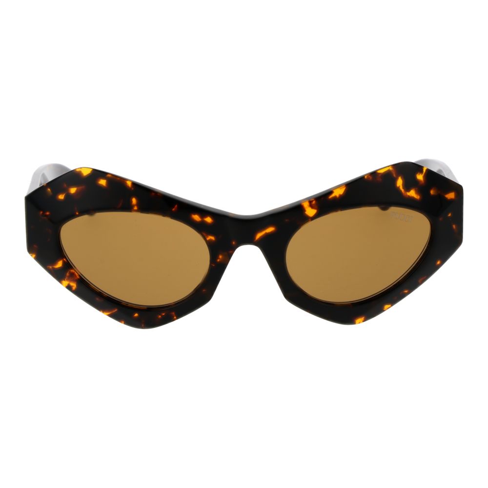 Emilio Pucci brown plastic sunglasses with rounded frames and dark tinted lenses, stylish and modern eyewear.
