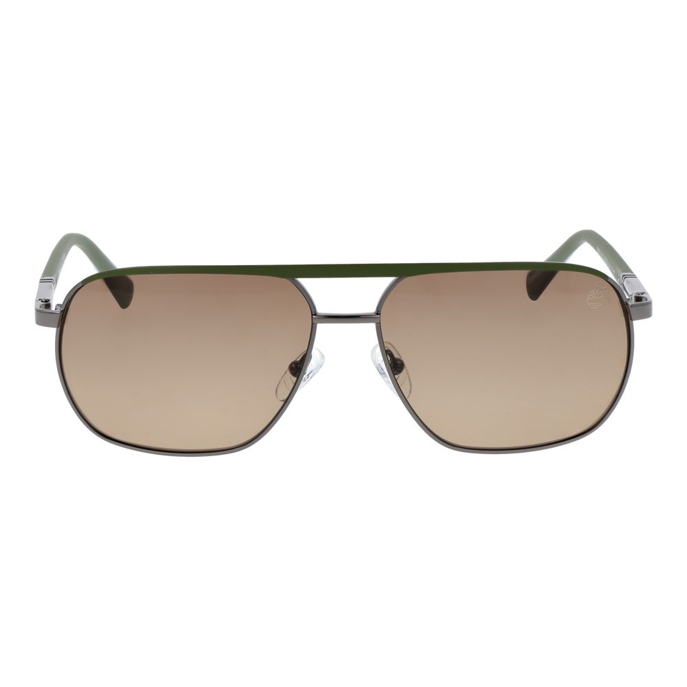 Timberland gray metal sunglasses with sleek frame and tinted lenses, showcasing stylish eyewear for outdoor wear.