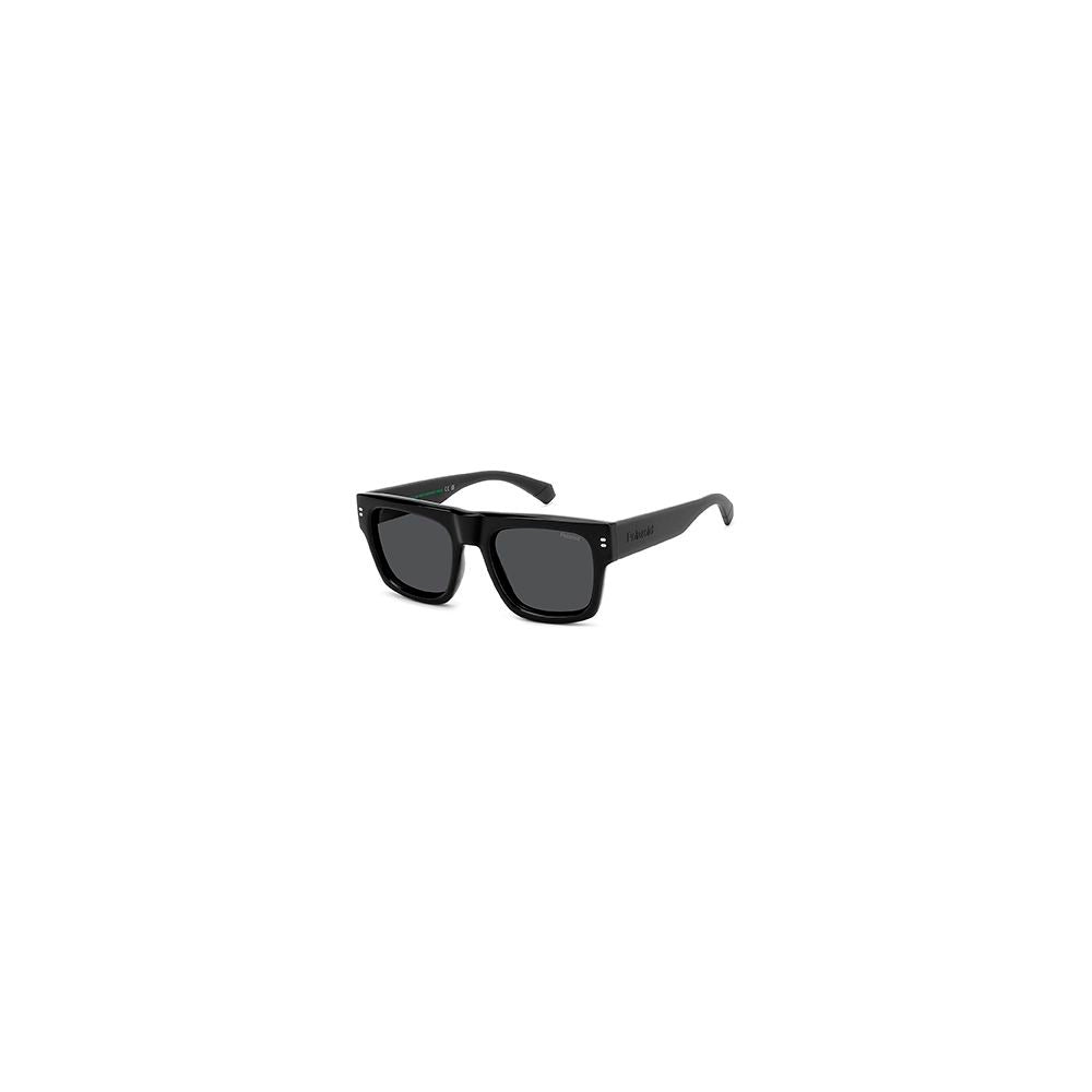 Polaroid black polycarbonate sunglasses with dark lenses and sleek frame design.