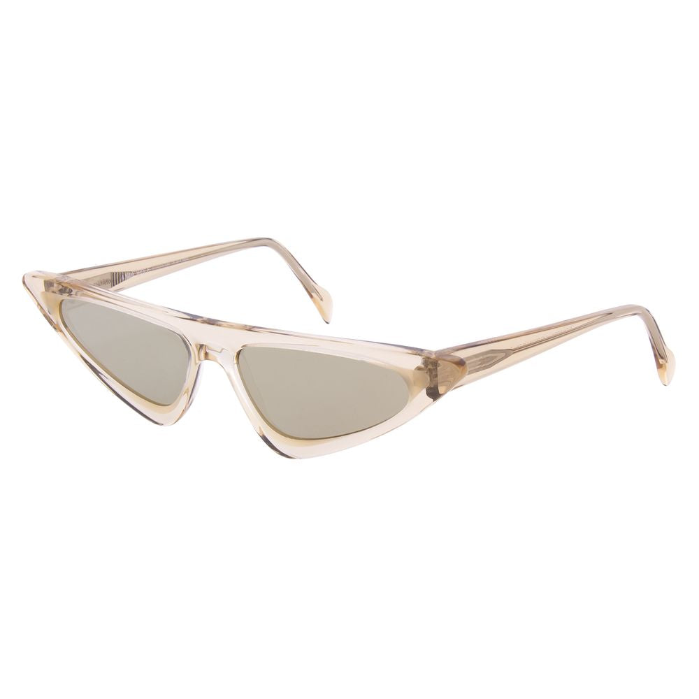 Andy Wolf beige acetate sunglasses with round frames and dark tinted lenses, stylish and lightweight for everyday wear.