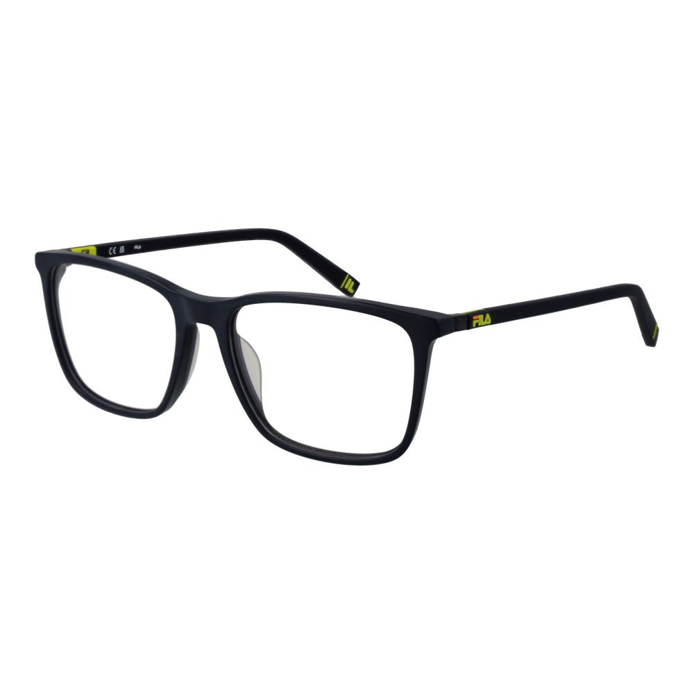 Fila blue cellulose acetate glasses frames with rounded design and clear lenses, showcasing stylish eyewear for everyday wear.