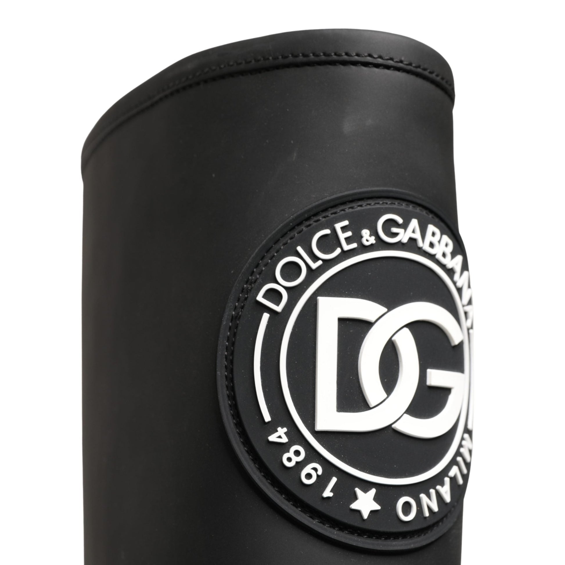 Dolce & Gabbana Black Rubberised Leather High Boots Shoes