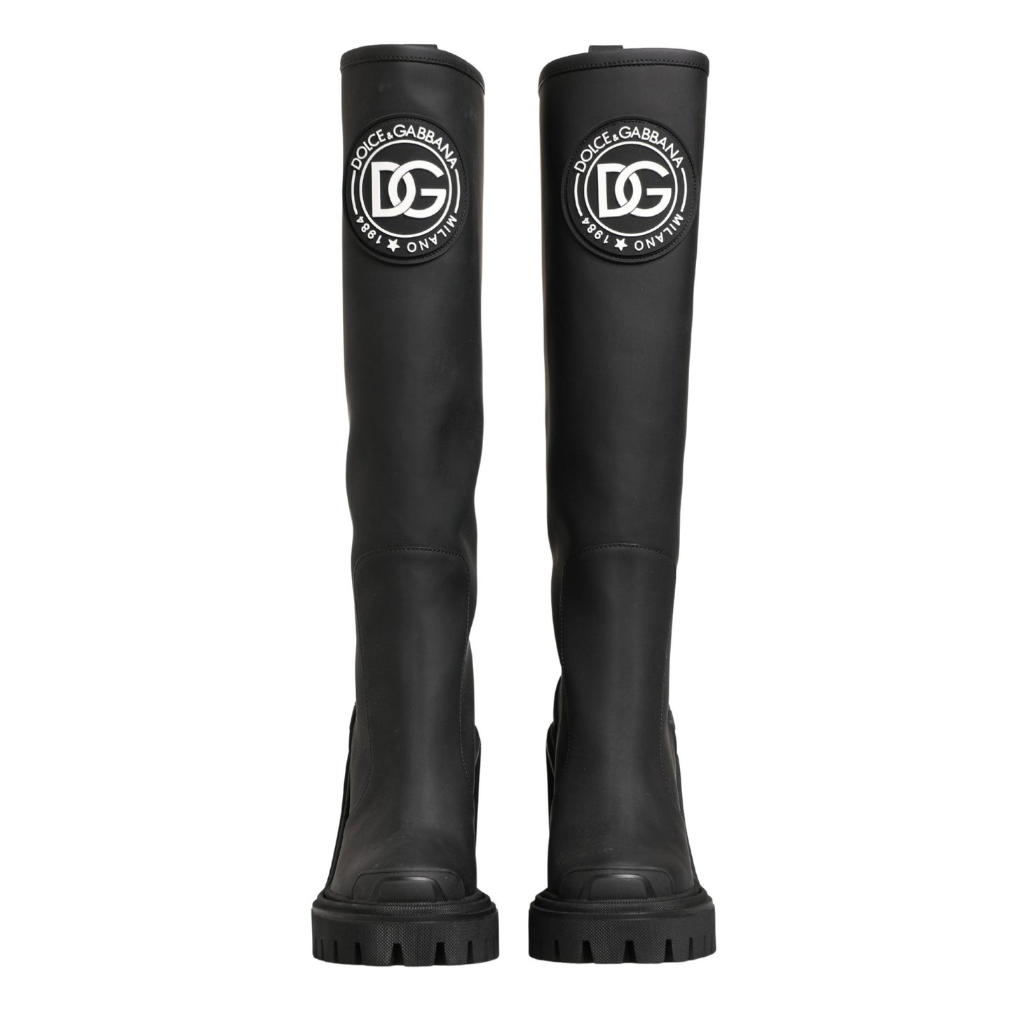 Dolce & Gabbana Black Rubberised Leather High Boots Shoes