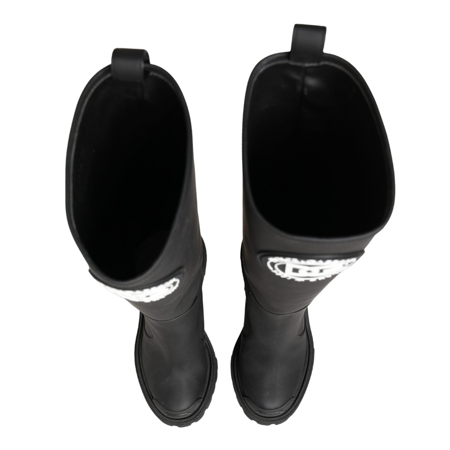 Dolce & Gabbana Black Rubberised Leather High Boots Shoes