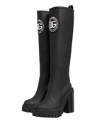 Dolce & Gabbana Black Rubberised Leather High Boots Shoes