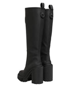 Dolce & Gabbana Black Rubberised Leather High Boots Shoes