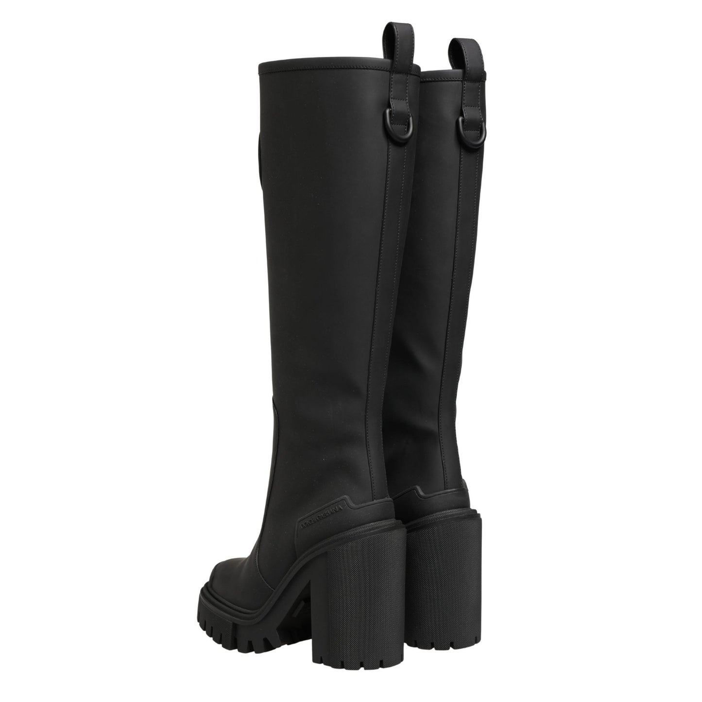 Dolce & Gabbana Black Rubberised Leather High Boots Shoes