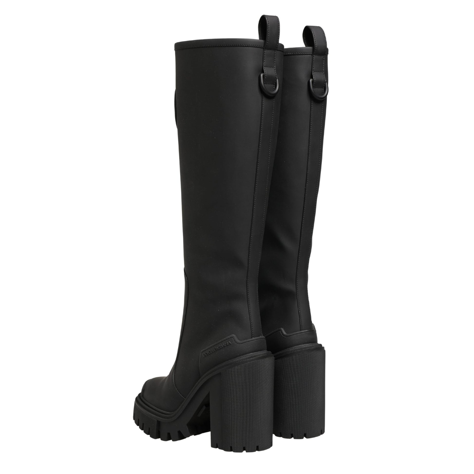 Dolce & Gabbana Black Rubberised Leather High Boots Shoes