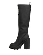 Dolce & Gabbana Black Rubberised Leather High Boots Shoes