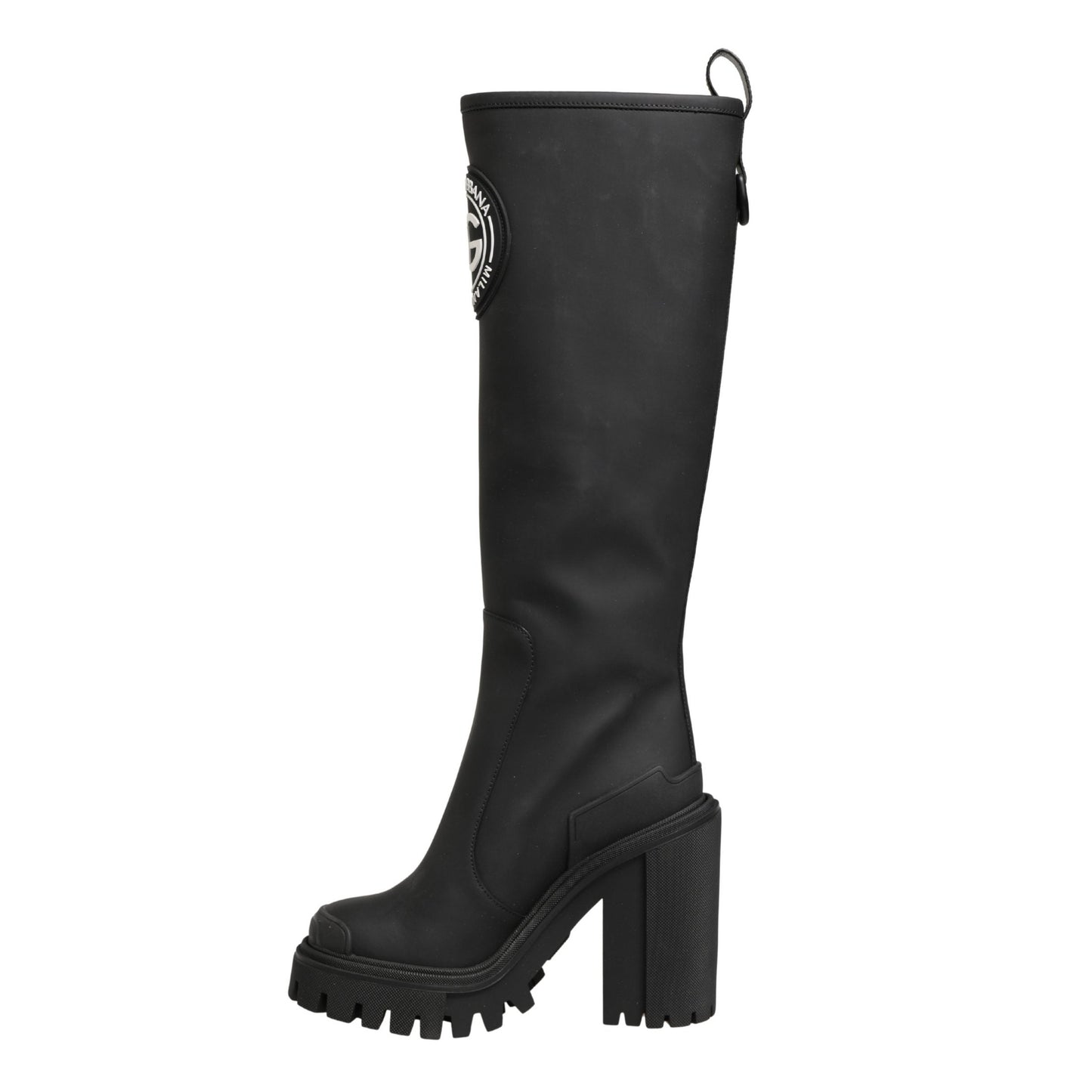 Dolce & Gabbana Black Rubberised Leather High Boots Shoes