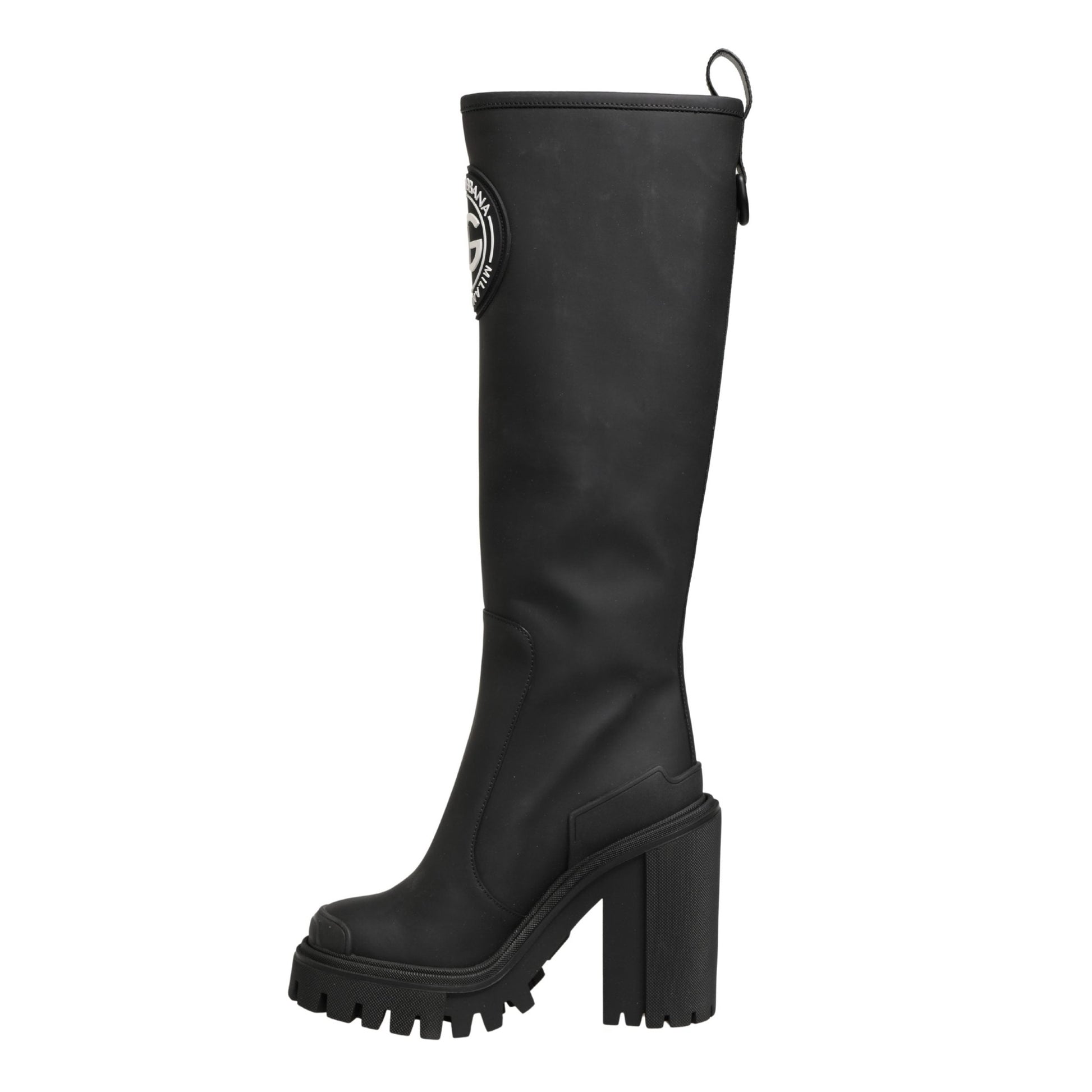 Dolce & Gabbana Black Rubberised Leather High Boots Shoes