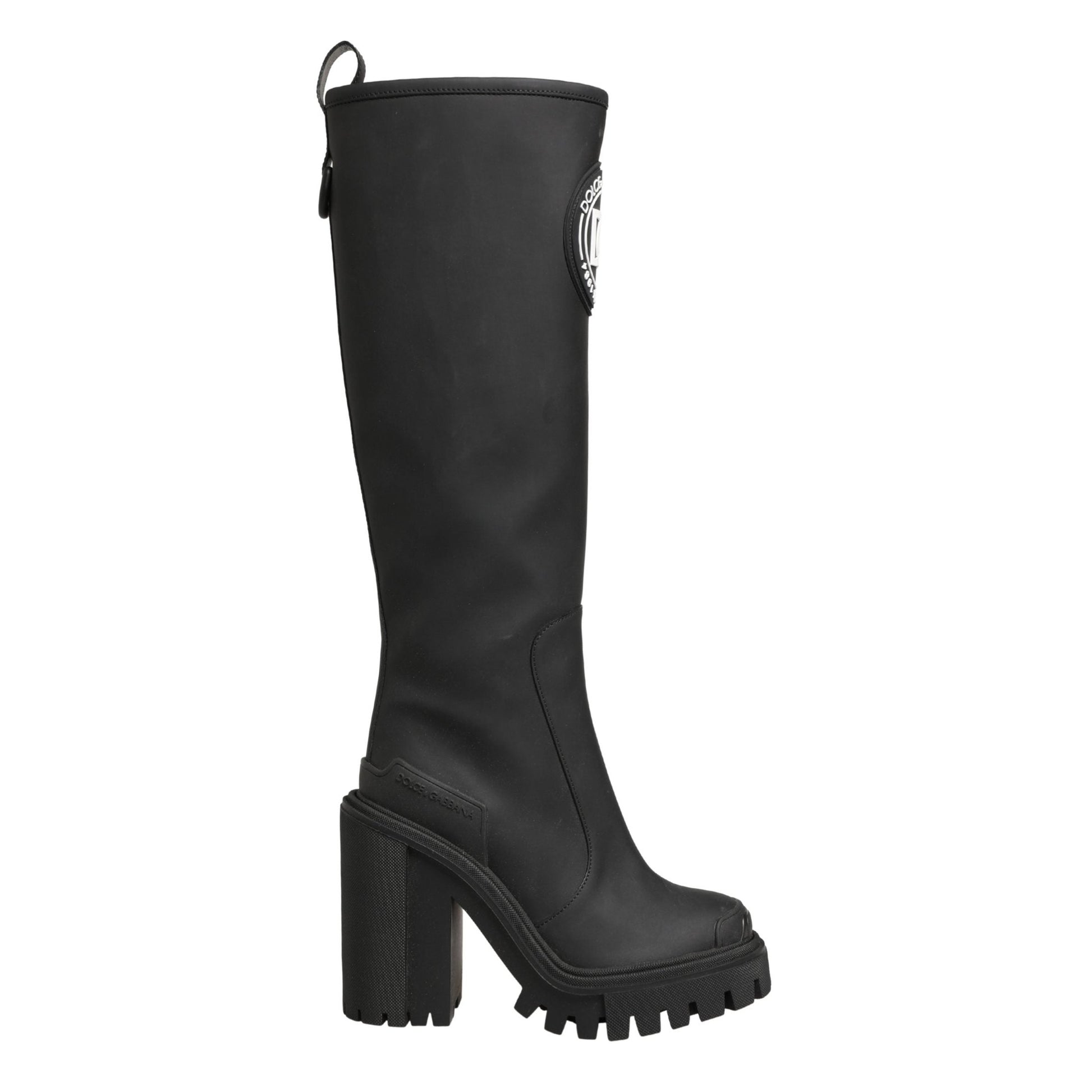 Dolce & Gabbana Black Rubberised Leather High Boots Shoes