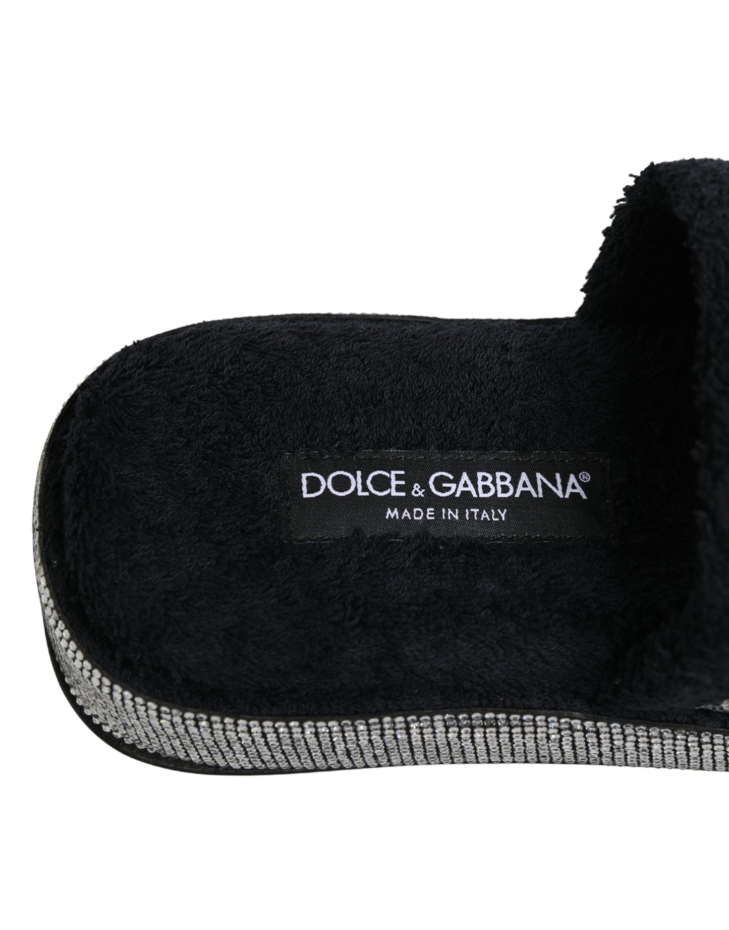 Dolce & Gabbana Black Crystal Embellished Platform Slides Shoes Dolce & Gabbana