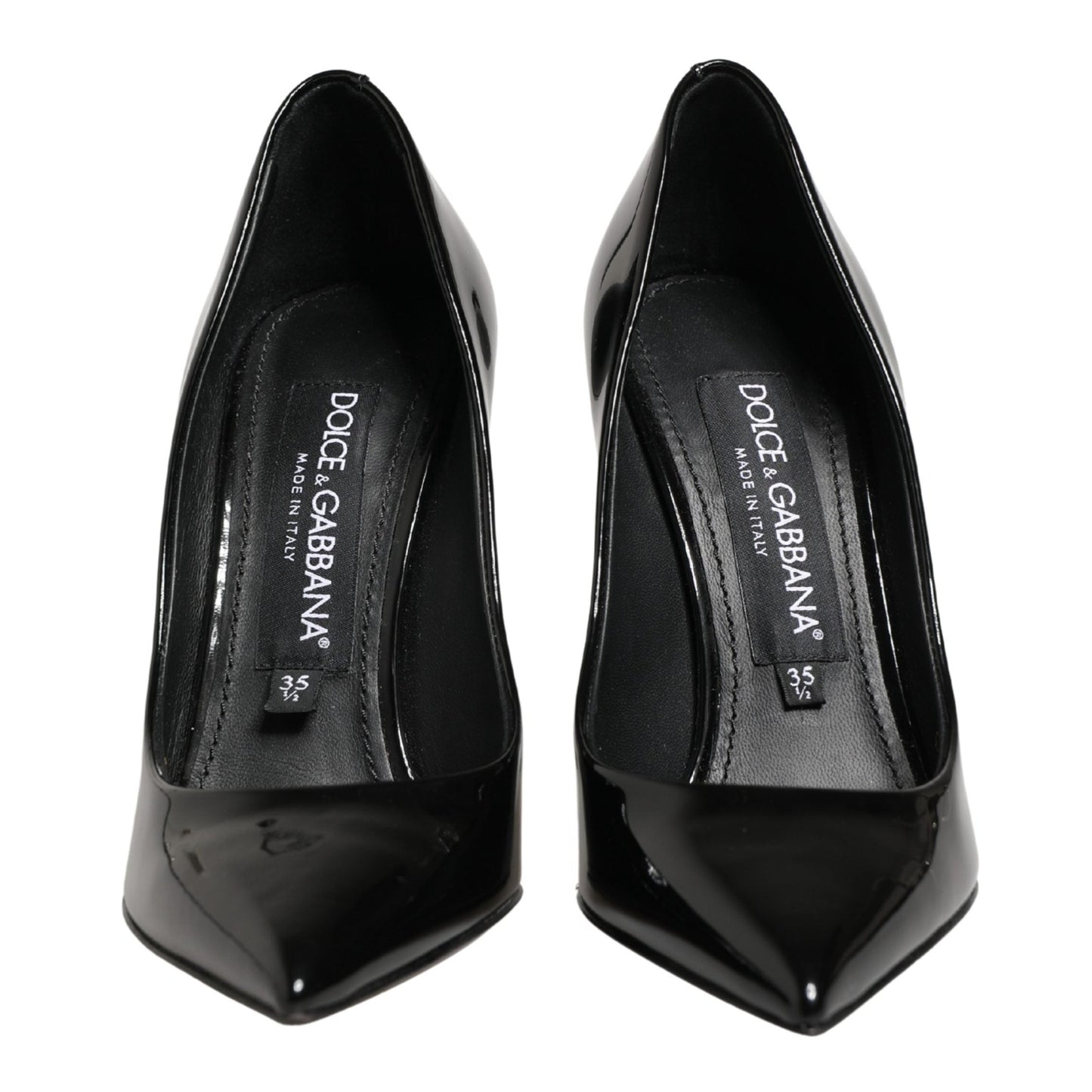 Dolce & Gabbana Black Calf Leather Stiletto Heels Pumps Shoes