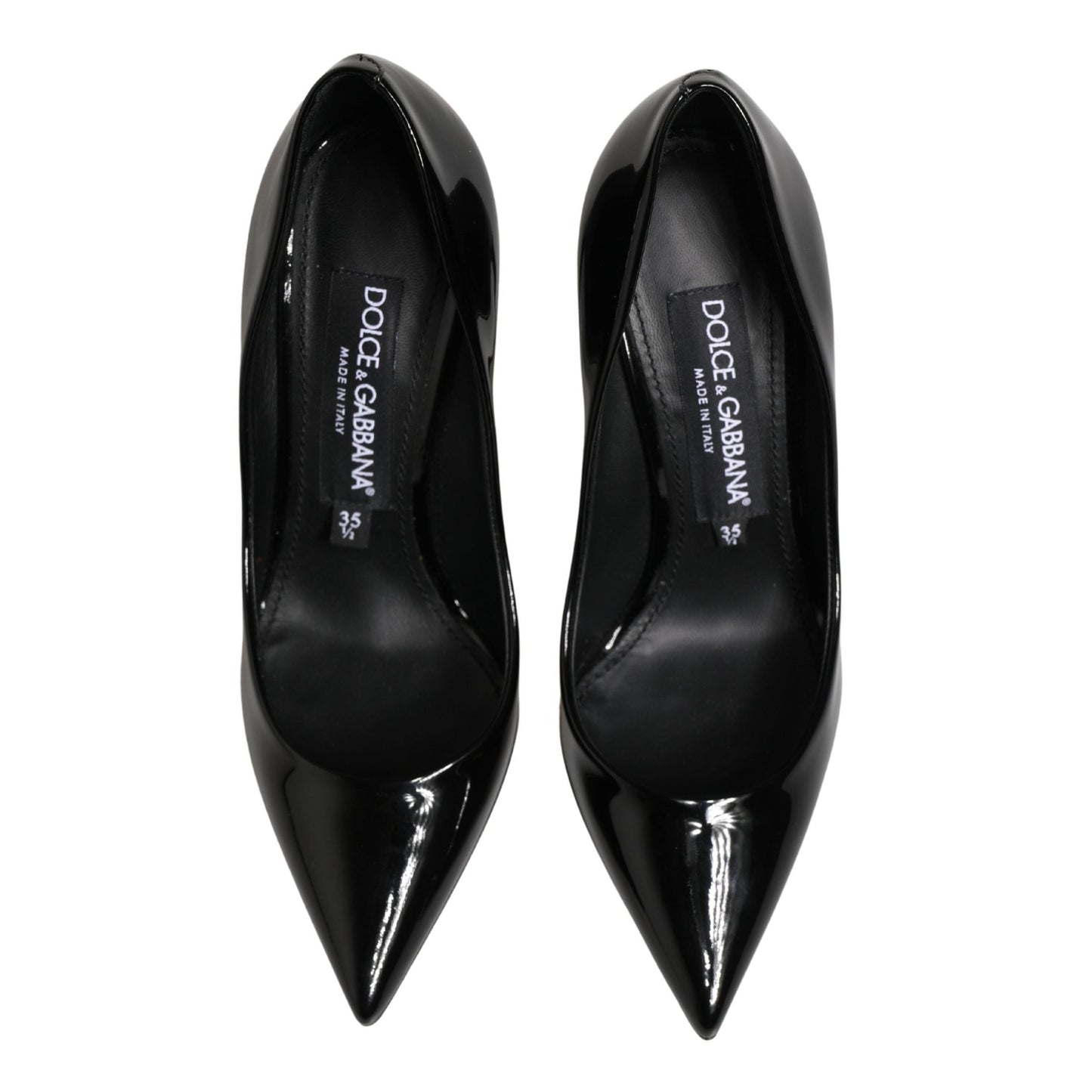 Dolce & Gabbana Black Calf Leather Stiletto Heels Pumps Shoes