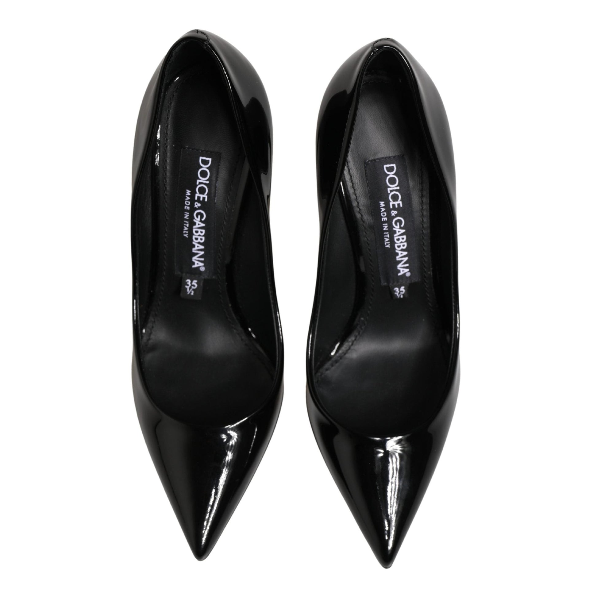 Dolce & Gabbana Black Calf Leather Stiletto Heels Pumps Shoes