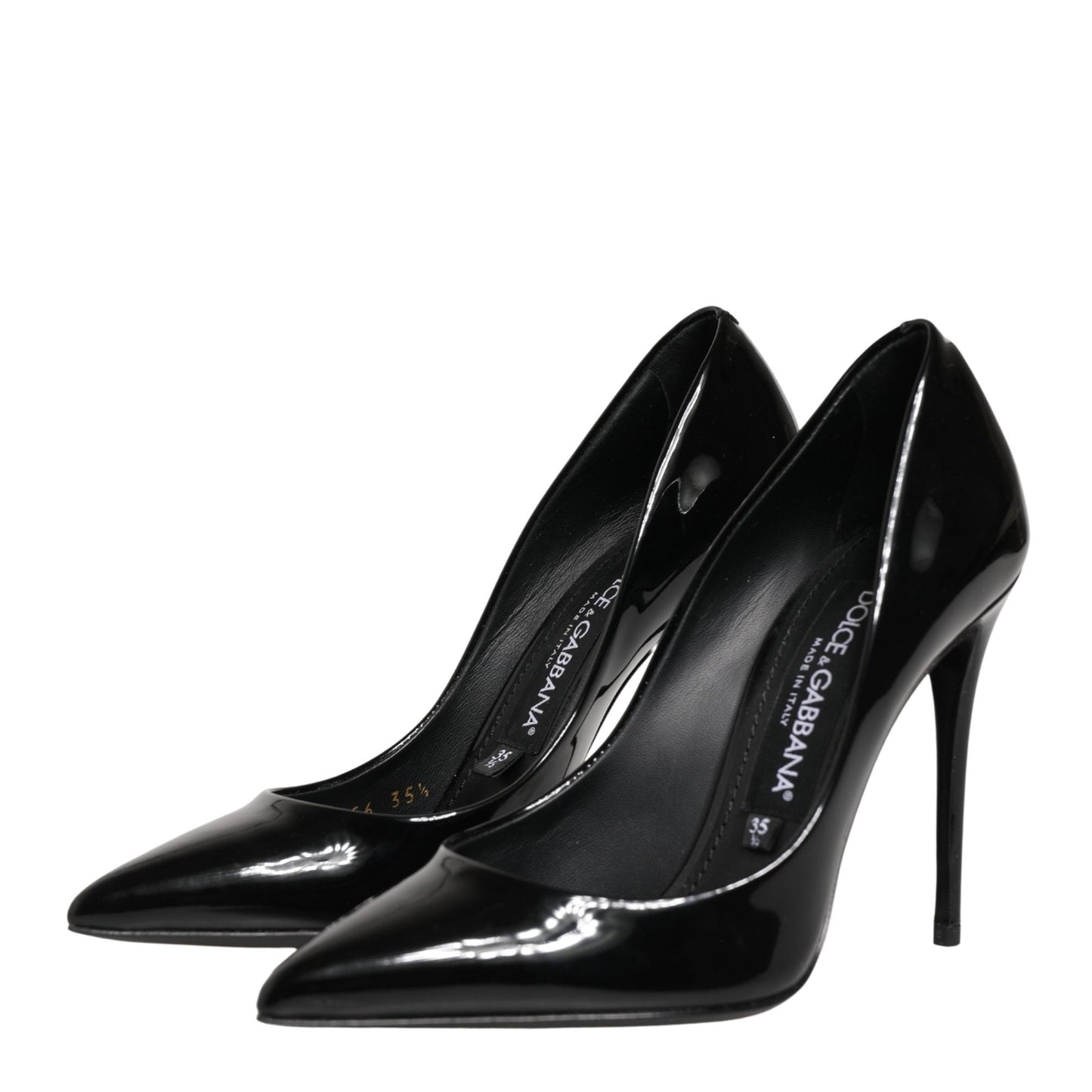 Dolce & Gabbana Black Calf Leather Stiletto Heels Pumps Shoes