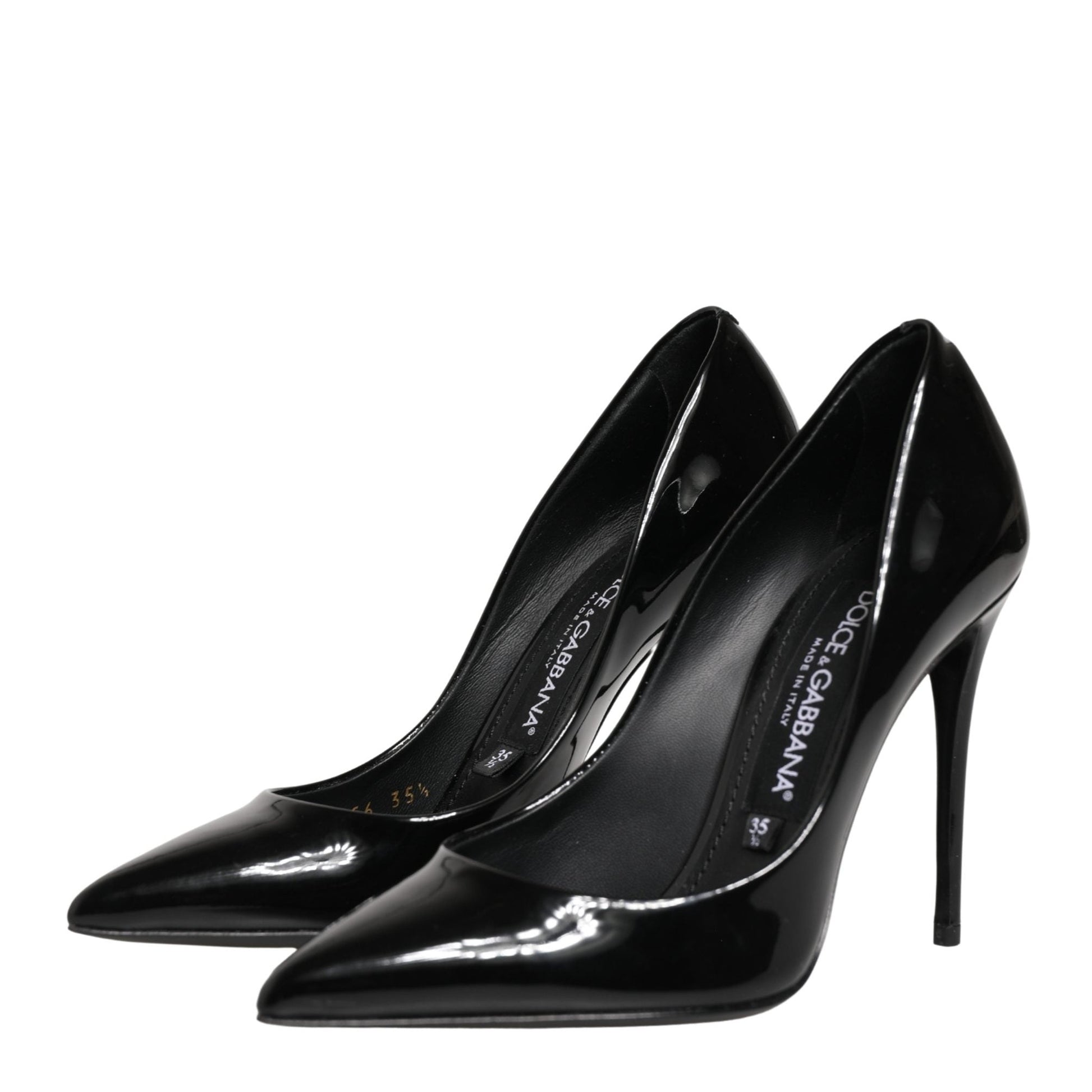 Dolce & Gabbana Black Calf Leather Stiletto Heels Pumps Shoes