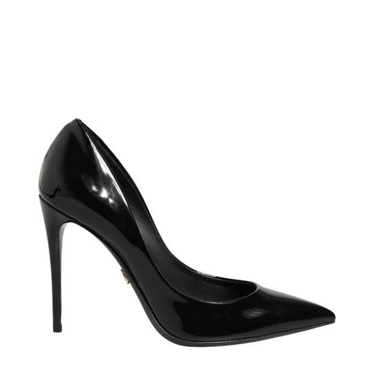 Dolce & Gabbana Black Calf Leather Stiletto Heels Pumps Shoes