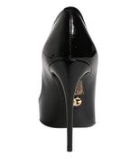 Dolce & Gabbana Black Calf Leather Stiletto Heels Pumps Shoes