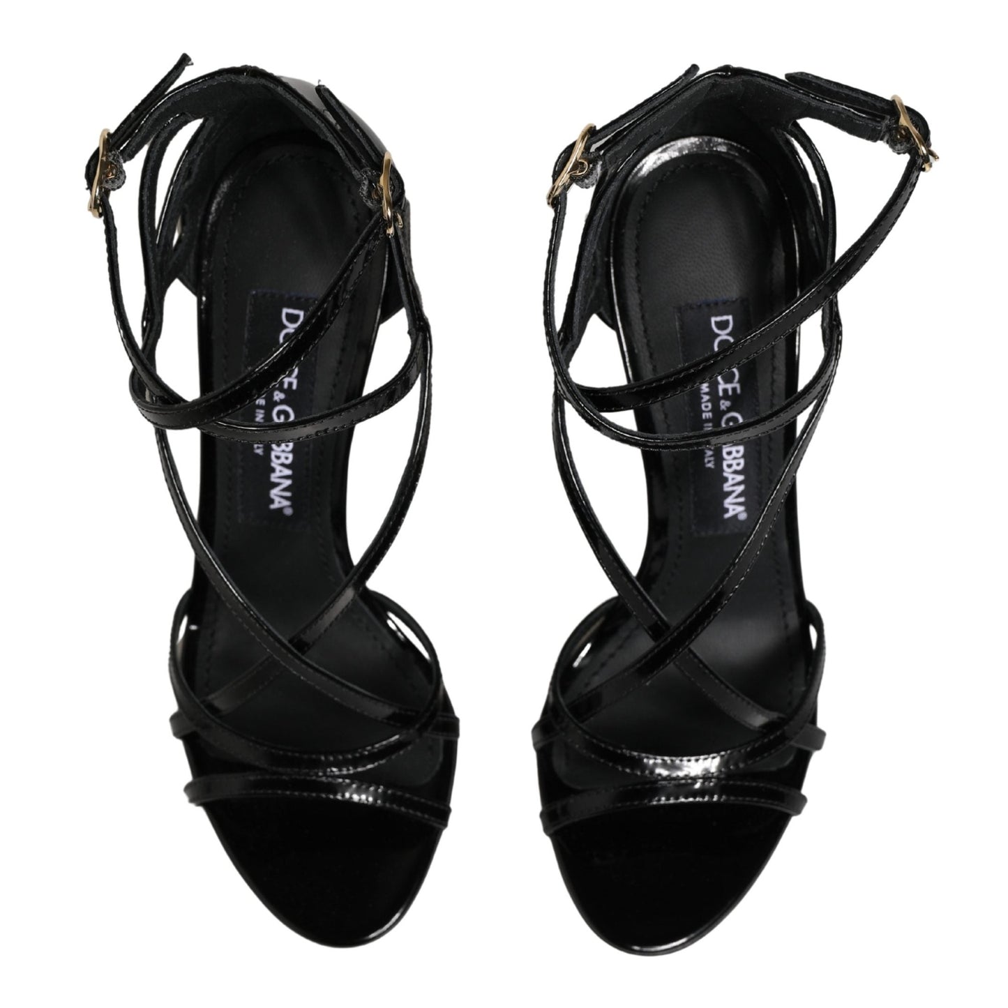 Dolce & Gabbana Black Leather Stiletto Heel Sandals Shoes