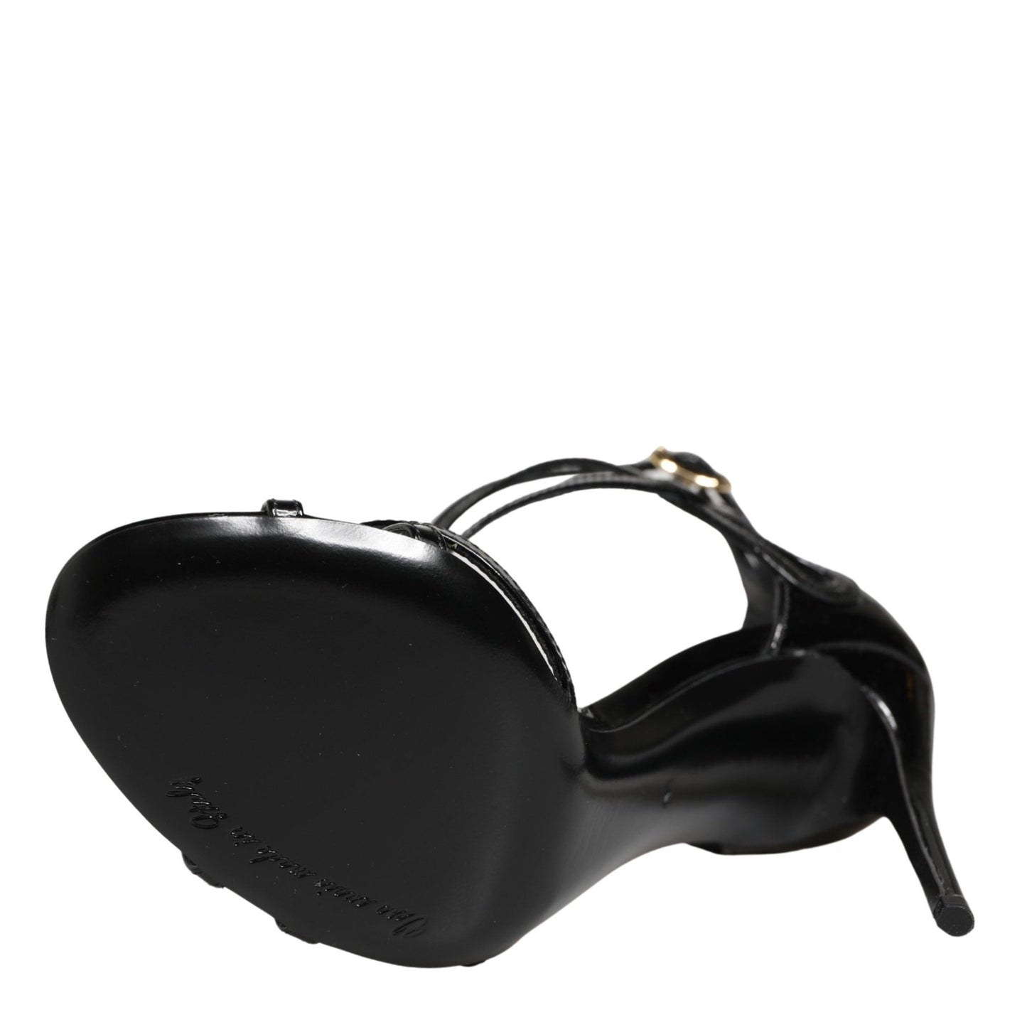 Dolce & Gabbana Black Leather Stiletto Heel Sandals Shoes