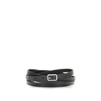 Givenchy black calf leather Bos Taurus belt with sleek buckle and embossed logo, stylish accessory for men.