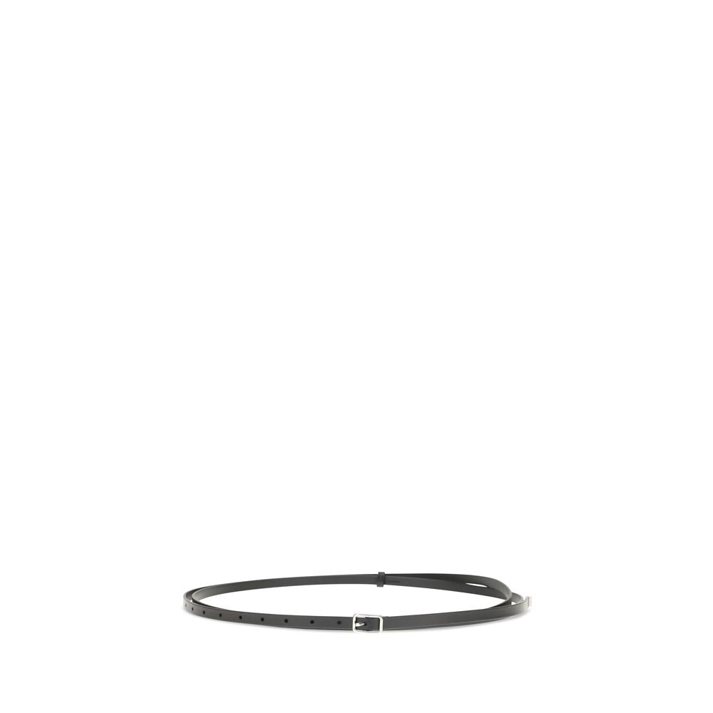 Givenchy black calf leather Bos Taurus belt with sleek gold buckle and embossed logo detail, stylish accessory for men.