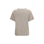 Beige linen T-shirt by Brunello Cucinelli featuring a relaxed fit and subtle branding, perfect for casual or smart-casual wear.