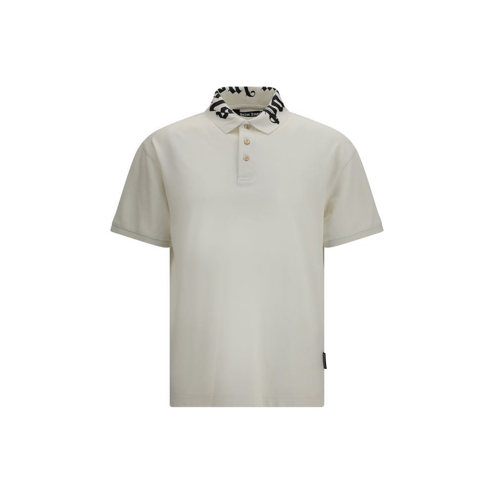 Palm Angels White Cotton Polo Shirt Palm Angels