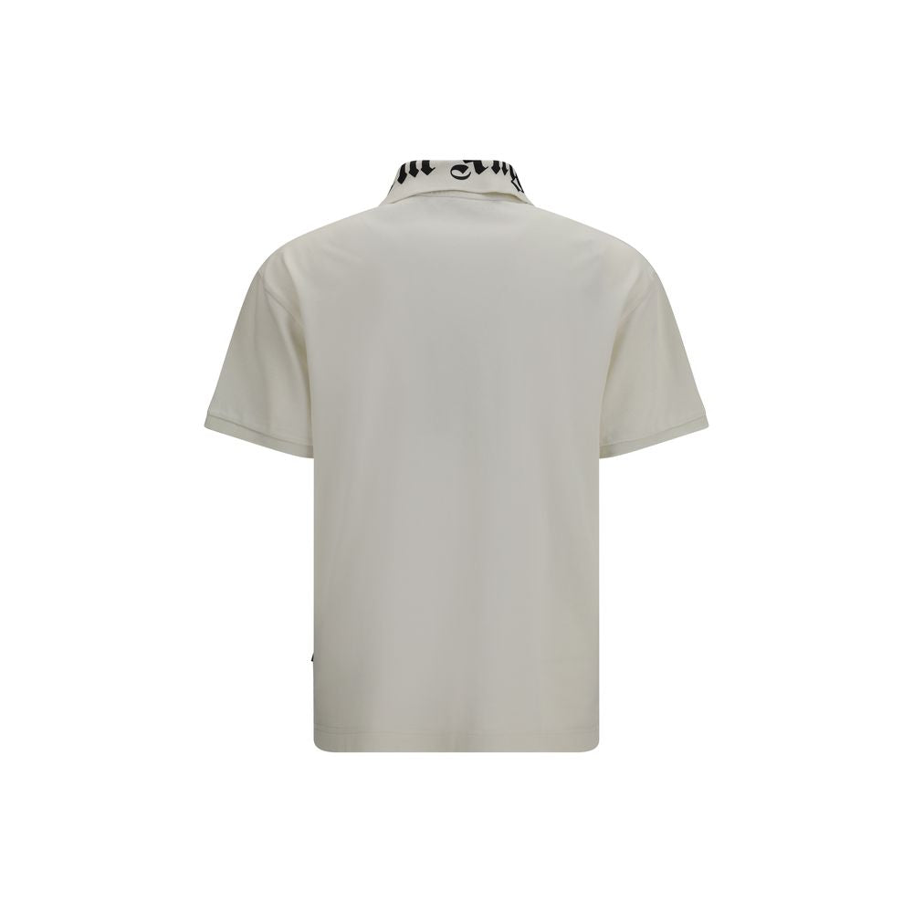 Palm Angels White Cotton Polo Shirt Palm Angels