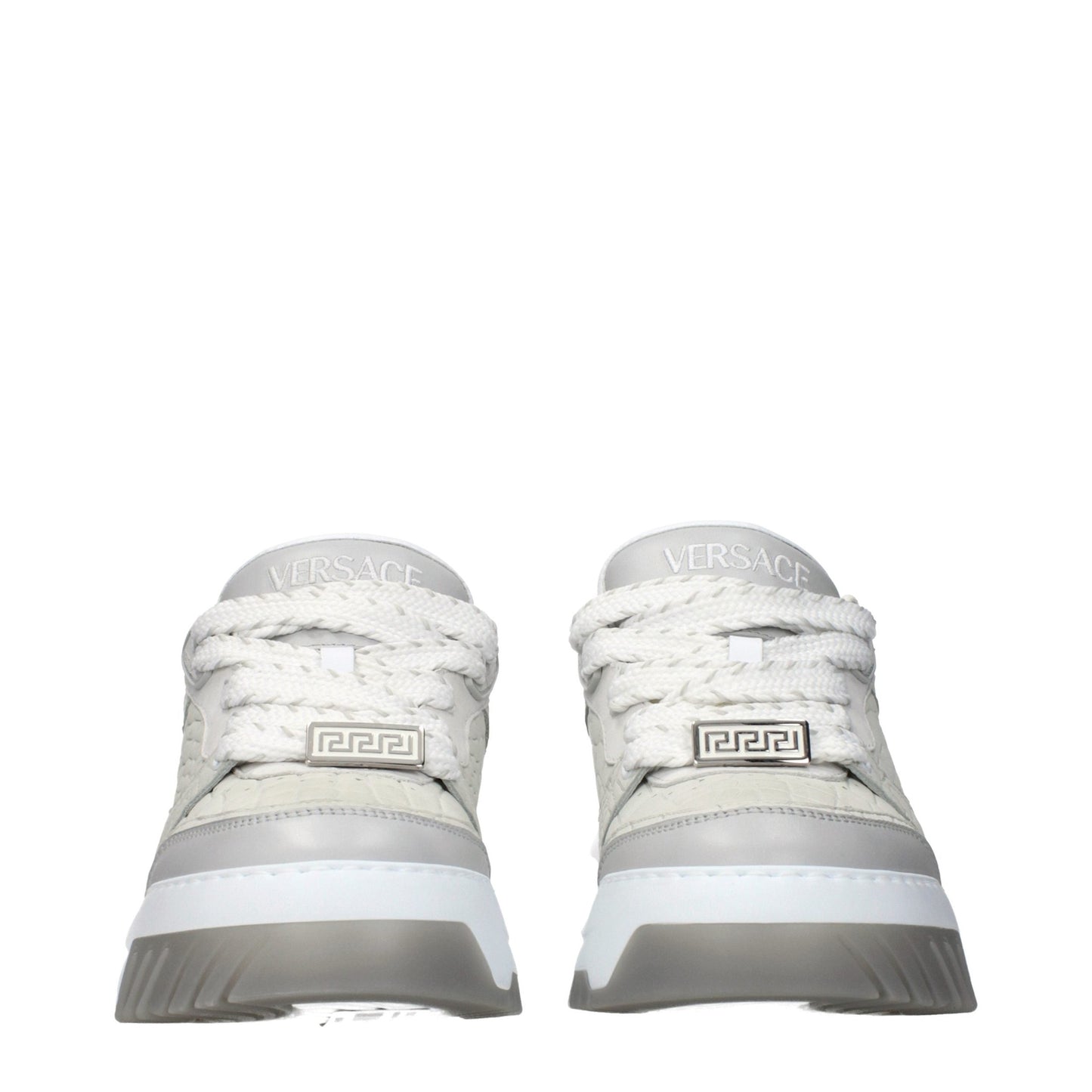 Versace Gray Leather Low Top Sneakers Versace