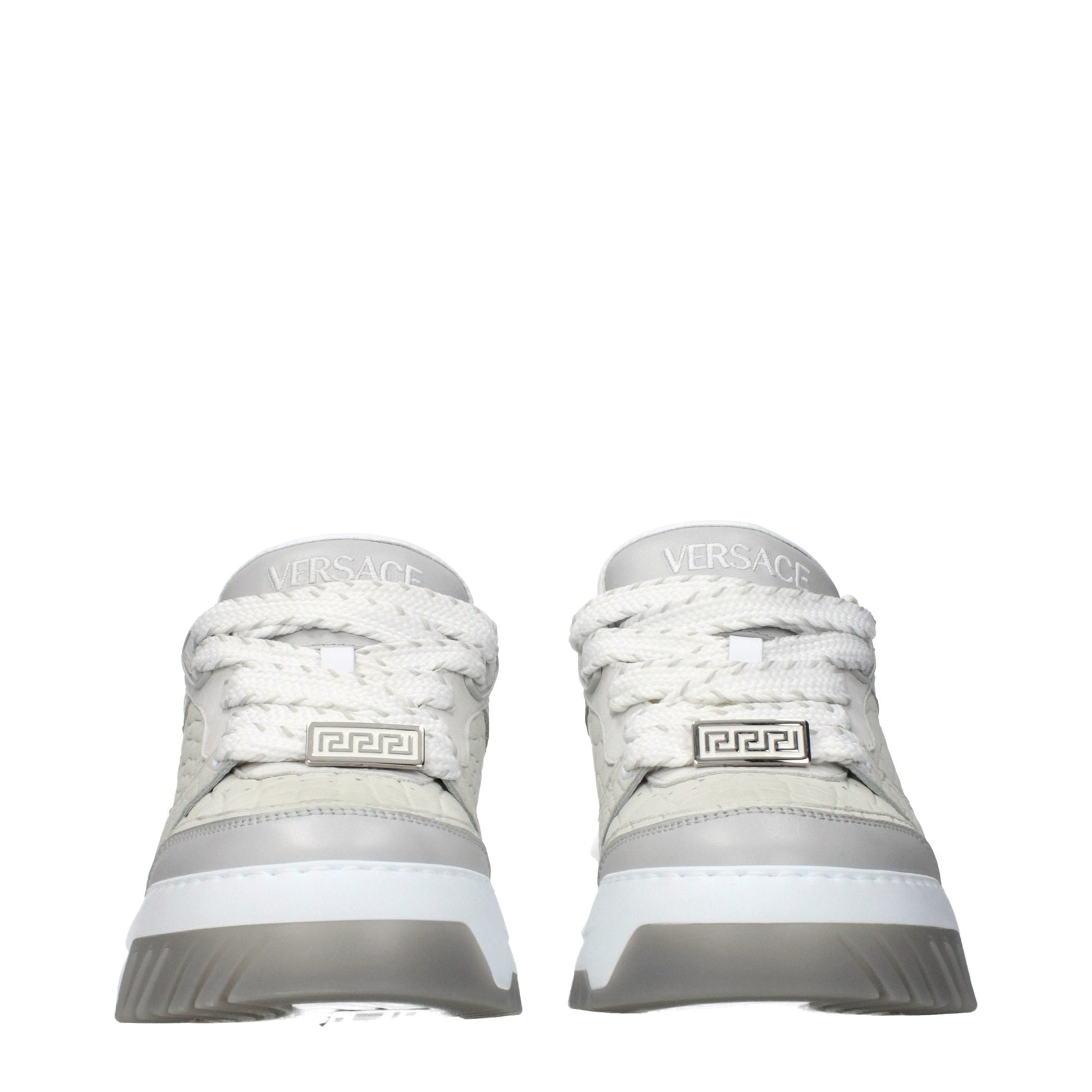 Versace Gray Leather Low Top Sneakers Versace