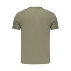 Calvin Klein green cotton men's T-shirt displayed flat, showcasing the crew neck and simple design.