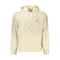 Beige cotton men's sweatshirt by Calvin Klein featuring a classic crewneck and long sleeves, casual and comfortable fit.