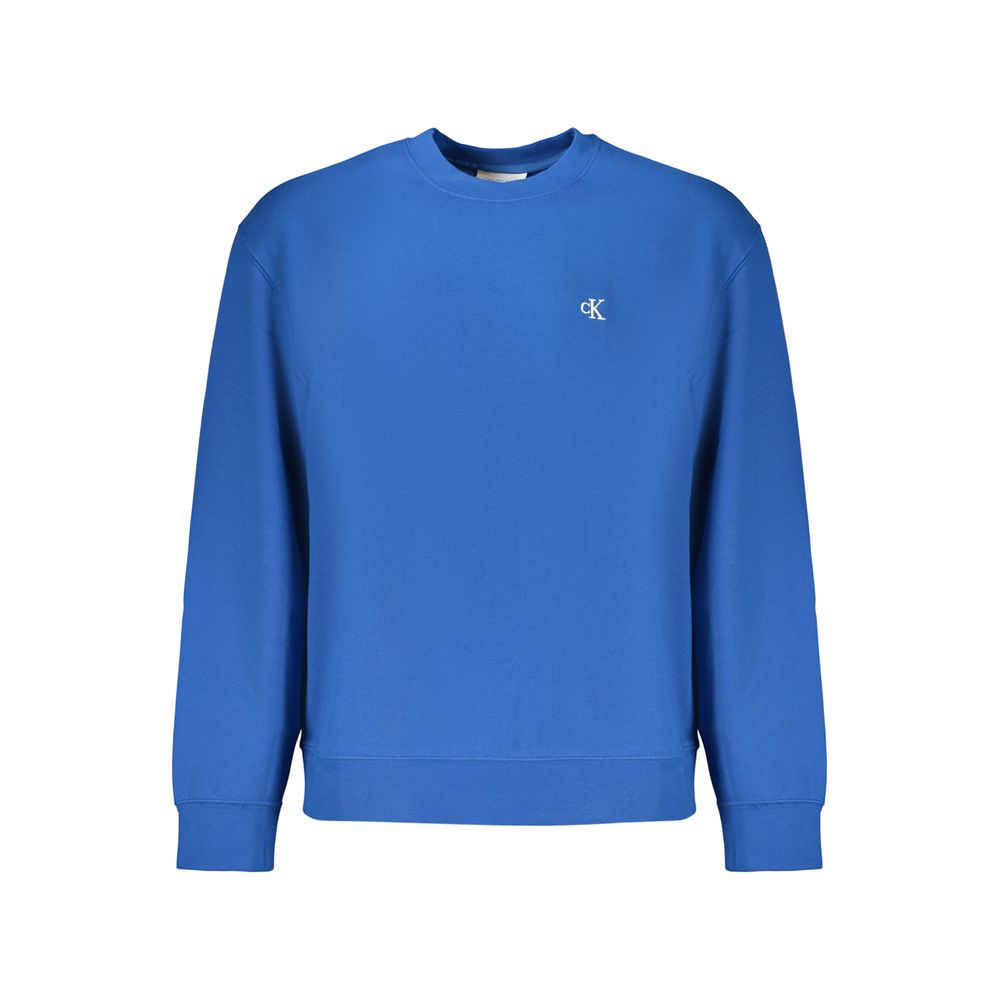 Calvin Klein blue cotton men's sweatshirt with crew neck and long sleeves, casual and comfortable apparel.
